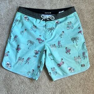 Billabong Men’s 73 Lo Tides Lineup Swim Trunks.  Size 34